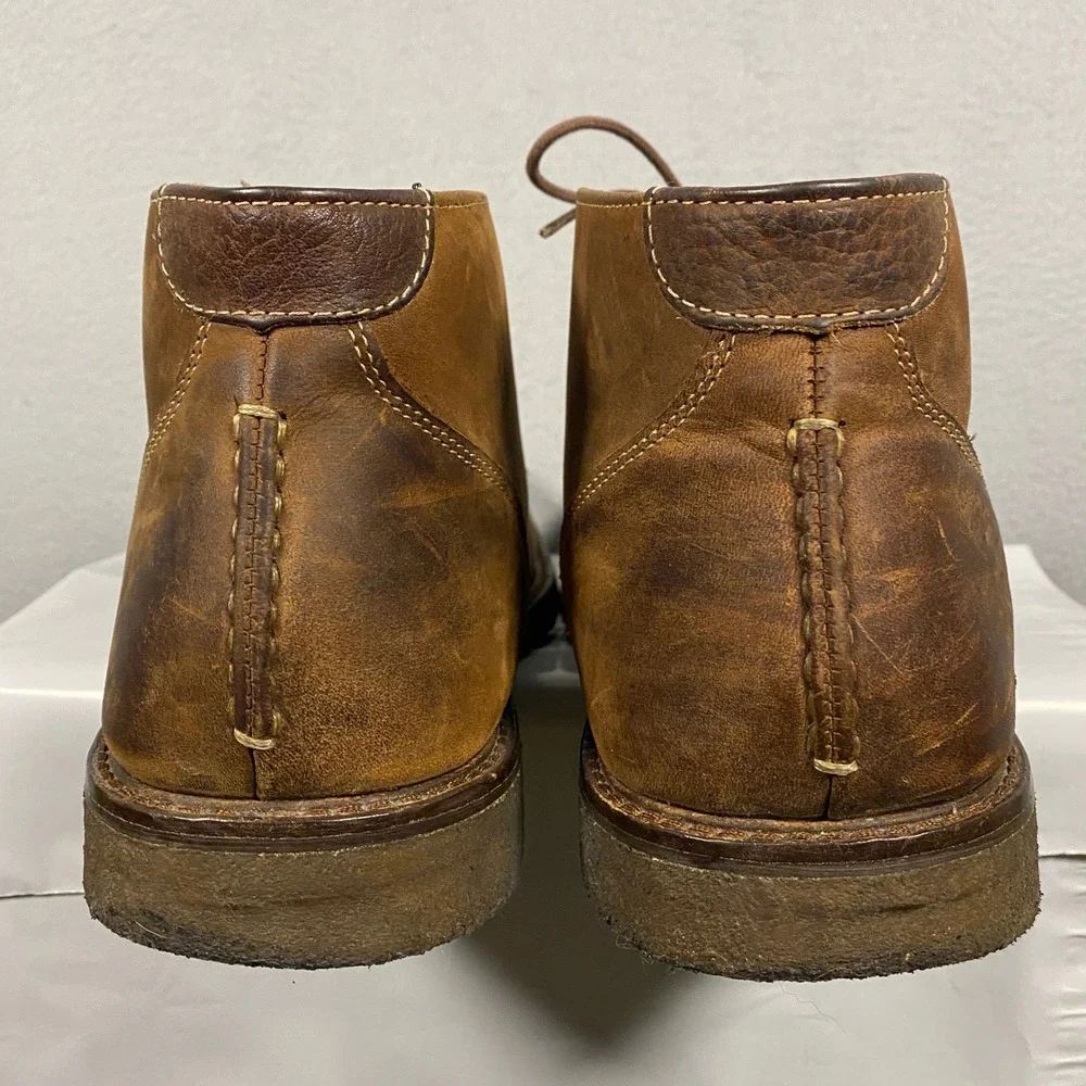 Johnston & Murphy Chukka Boots Mens 9M Brown Oiled Leather 25-1870 Sheepskin